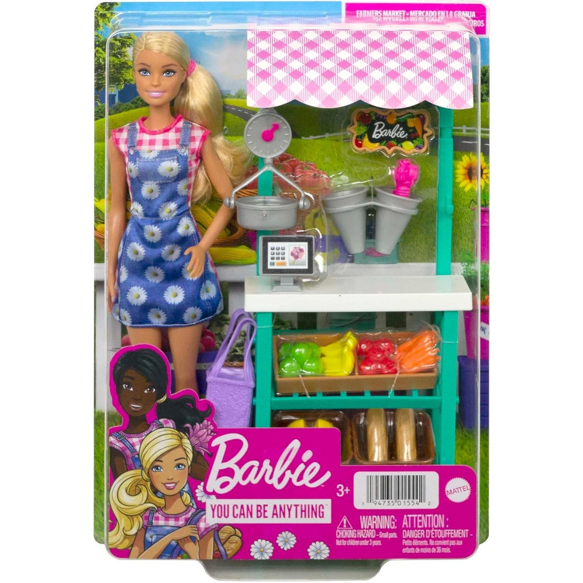 Barbie Careers Playset, Farmers Market Set with Blonde Fashion Doll, Furniture & Accessories Blonde Multicolor