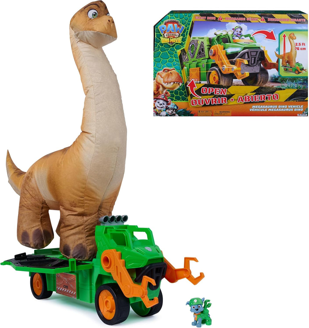 PAW PATROL: The Dino Movie Rocky's Megasaurus Transport Vehicle, Push Button Inflatable