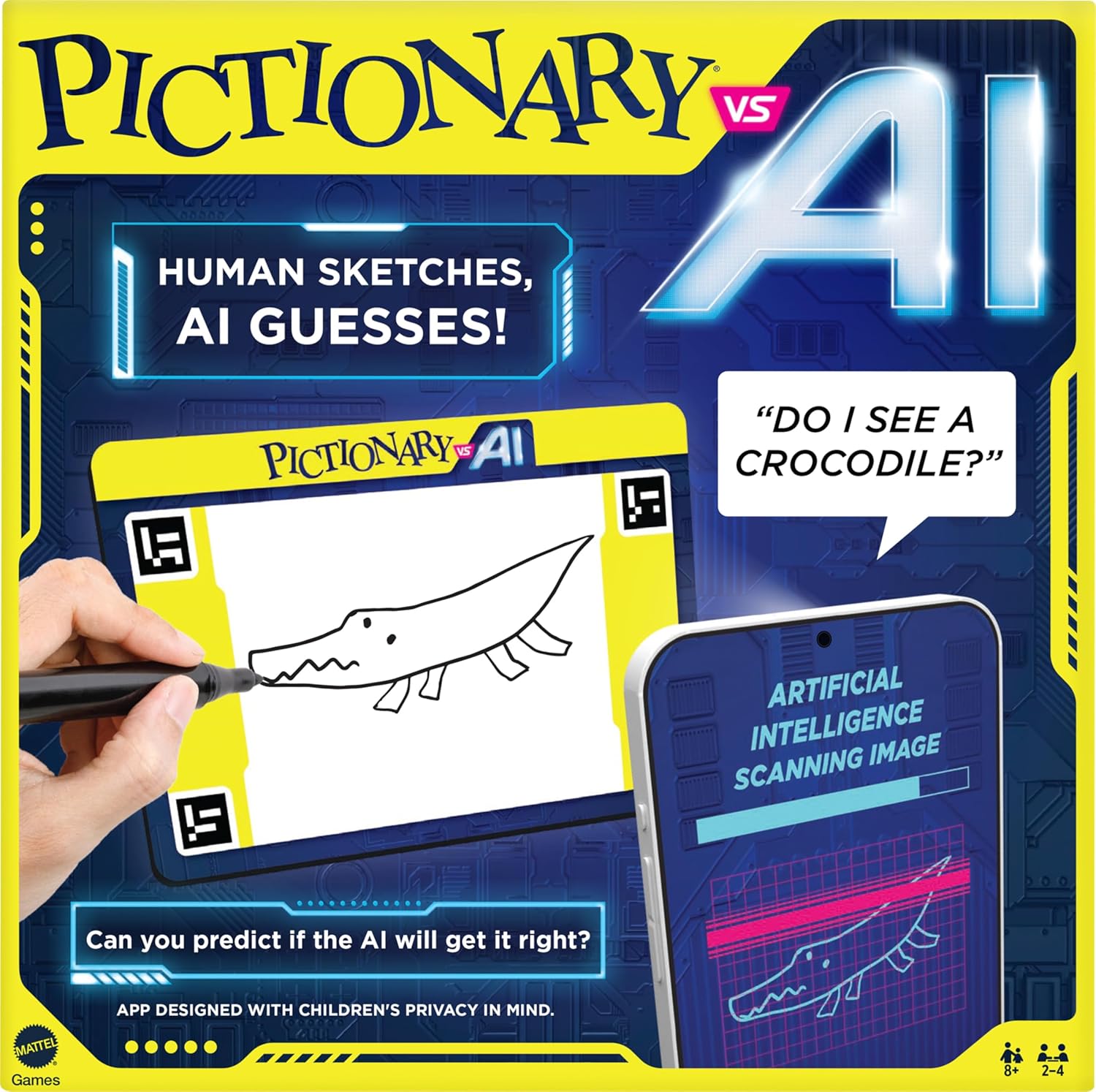 Mattel Mattel Games Pictionary Vs. AI Family Game for Game Nights with Kids, Adults & Families Using Artificial Intelligence 