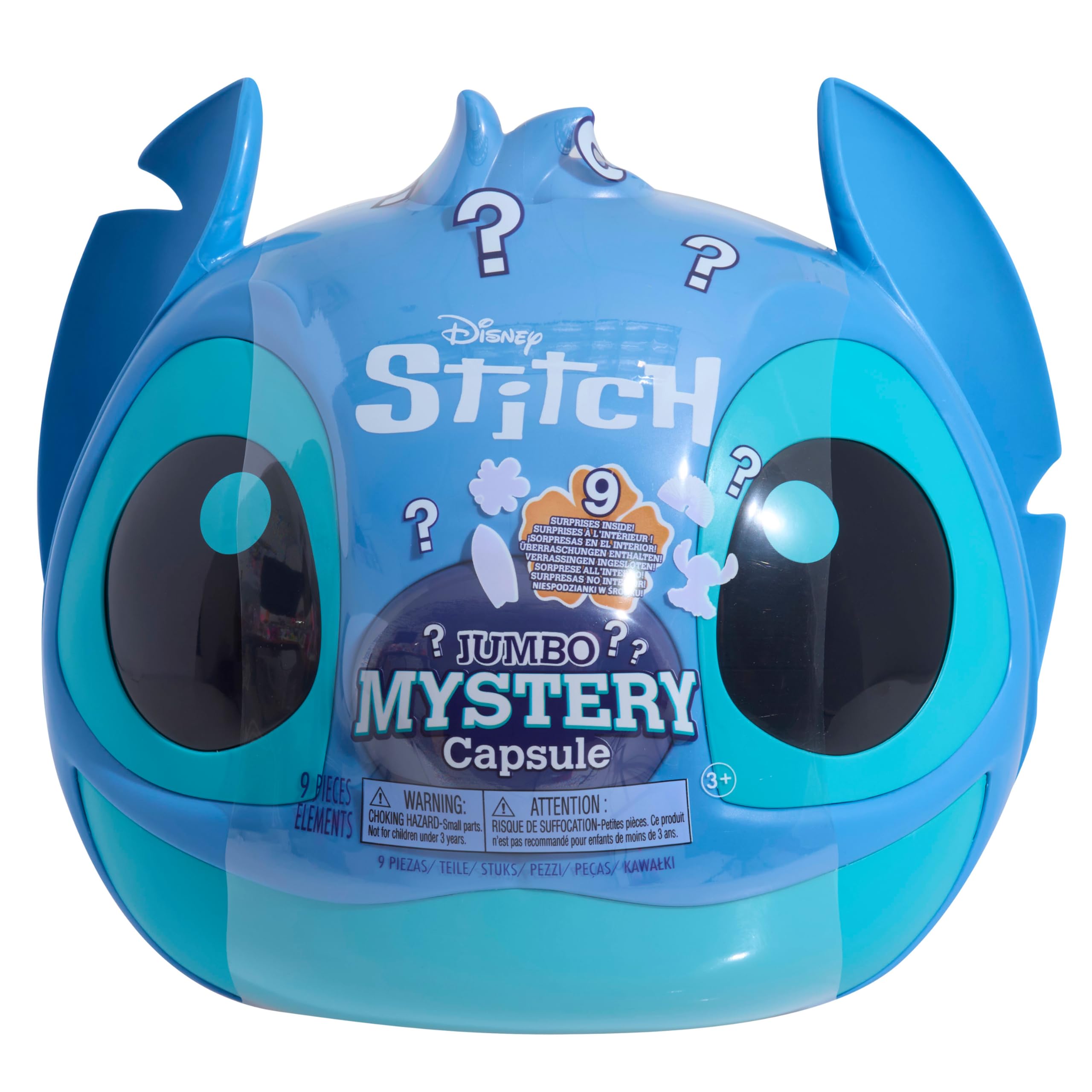 Just Play Disney Stitch Giant Plush Toy in Surprise Capsule, 8 Accessories, 9" Tall Figure, Toys for Kids Ages 3 and Up
