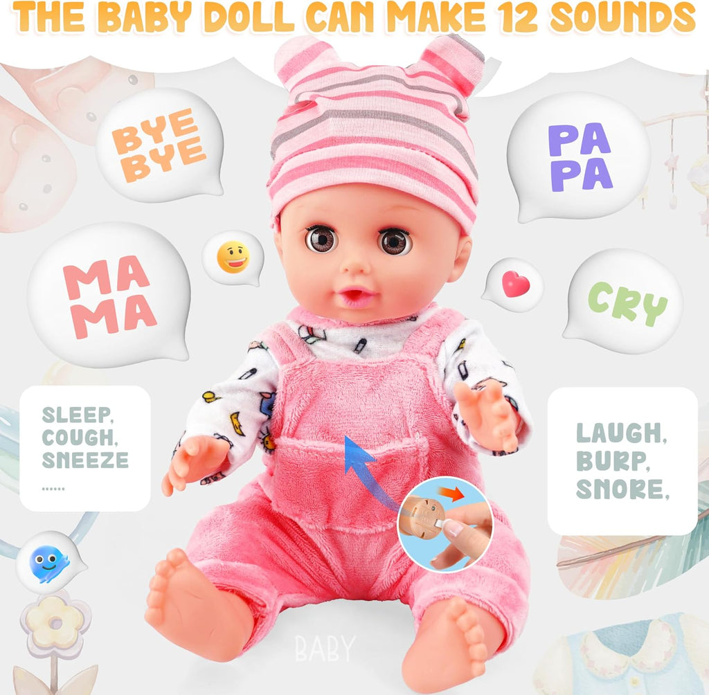 SMILESSKIDDO 14" Baby Doll for Toddler Girls with Dolls Accessiores
