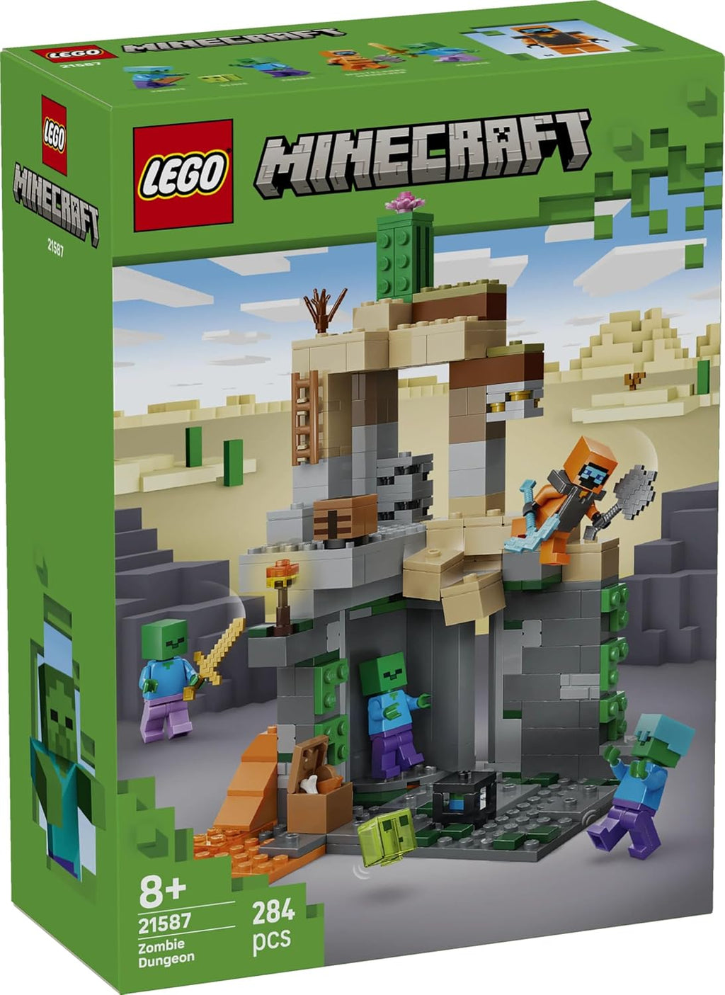 Lego Minecraft 21587 Zombie Dungeon Toy, Birthday Present, Blocks, Boys, Girls, Children, 8, 9, 10, Elementary School