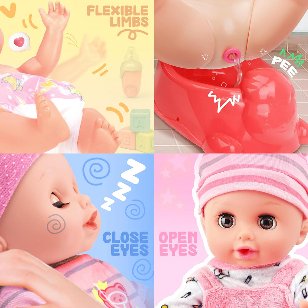 SMILESSKIDDO 14" Baby Doll for Toddler Girls with Dolls Accessiores