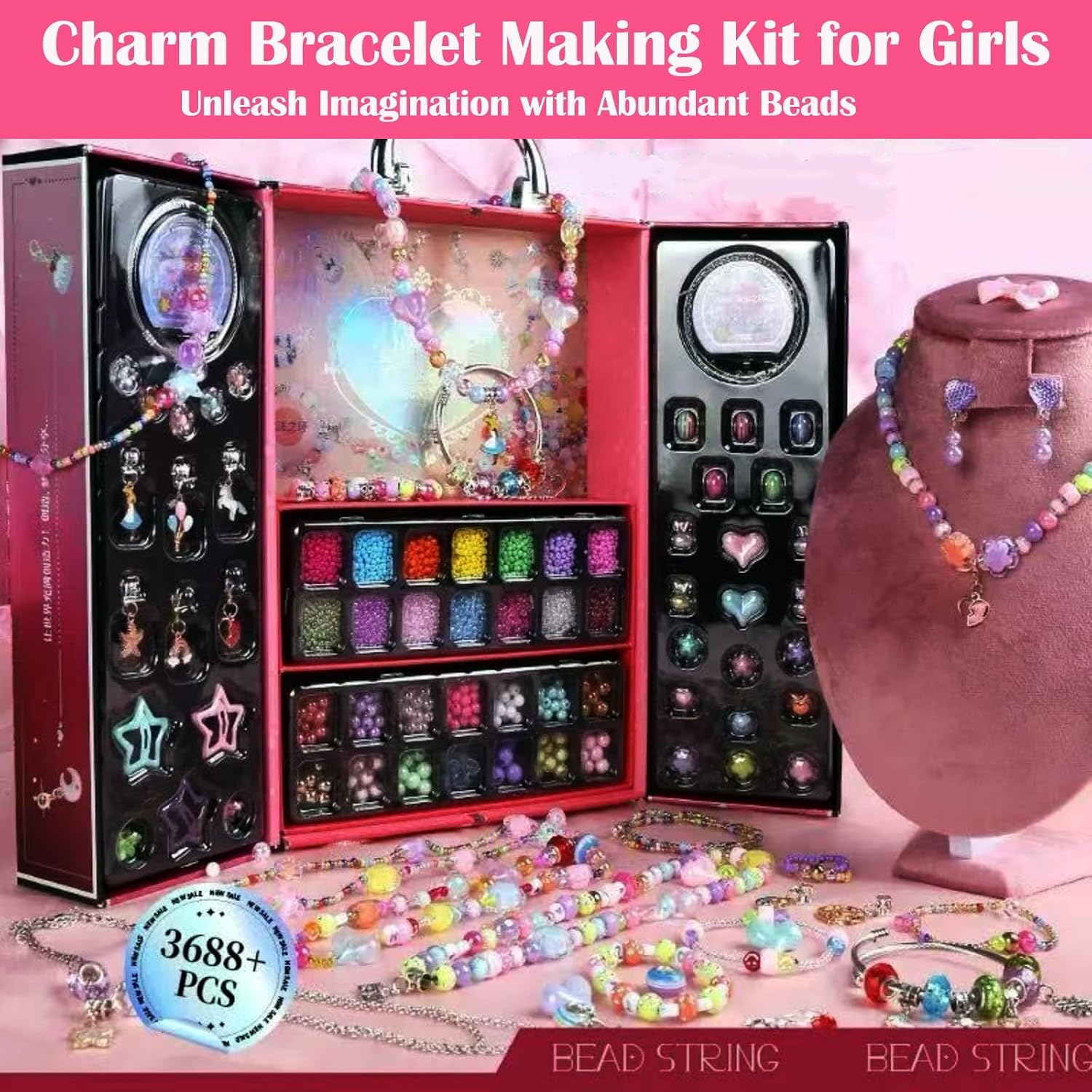 CANIYA 3688PCS Charm Beads Bracelet Making Kit for Girls, 6