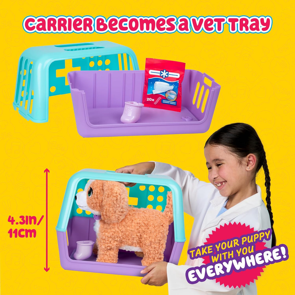 Little Live Pets Ouchies Exclusive Hazel The Poodle Plush, 50+ Sounds, Limping to Walking