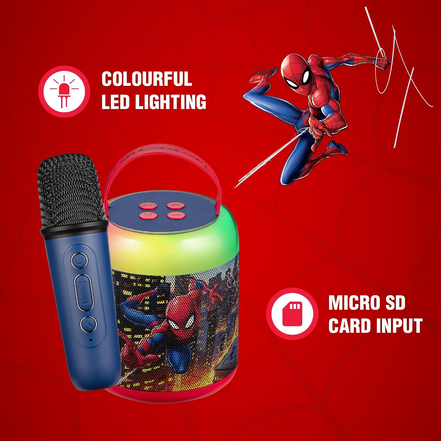 Marvel Spider-Man LED Karaoke Speaker with Microphone