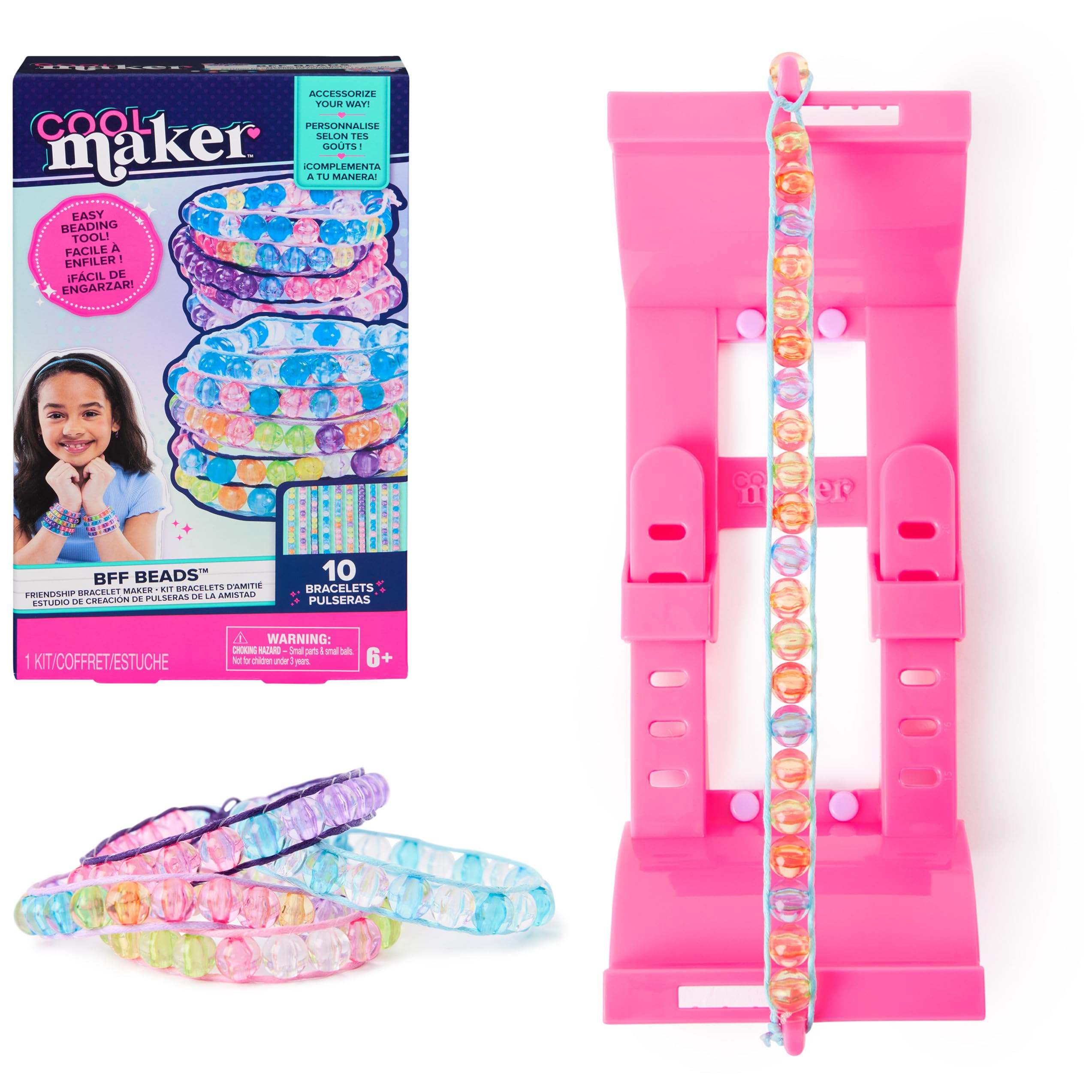Cool Maker, BFF Beads Friendship Bracelet Making Kit, 230 Beads for Bracelets, Makes 10, Arts and Crafts Kit, Kids Toys for Girls Ages 6 and up BFF Beads Bracelet Maker
