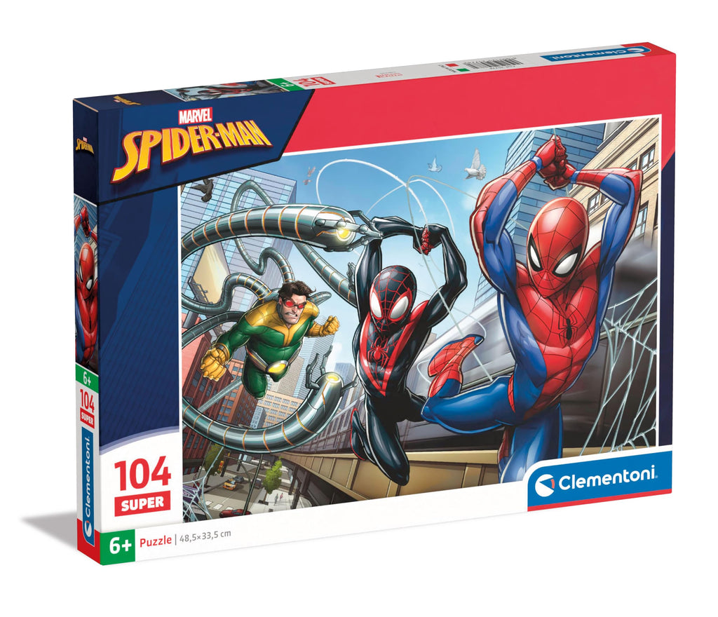 Clementoni - Marvel Spider-Man Supercolor Spider-Man-104 Pieces Children 6 Years, Cartoon Jigsaw Puzzles, Made in Italy, Multicoloured, 25778