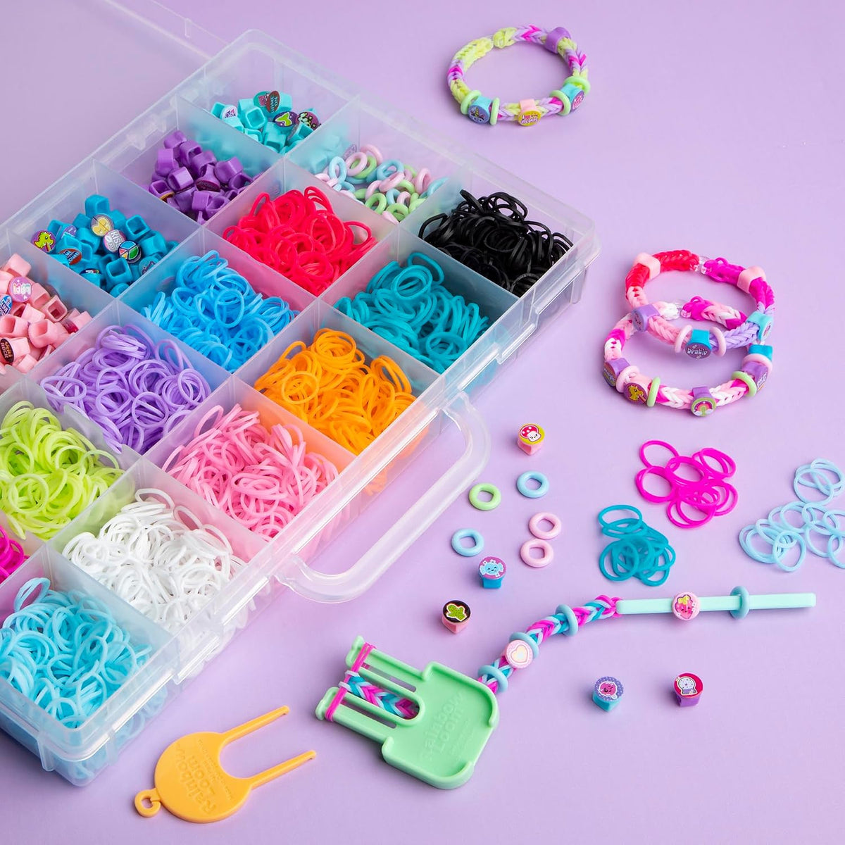 Rainbow Loom: Beadmoji Deluxe - DIY Rubber Band & Bead Bracelet Kit - Includes 2200 Bands