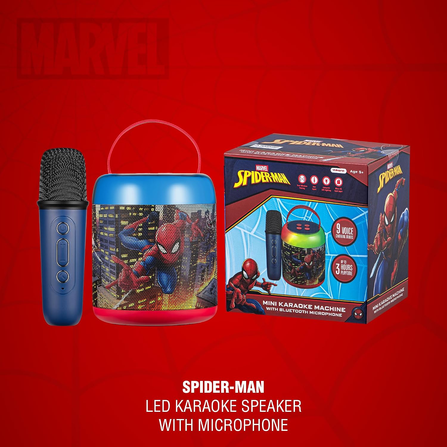 Marvel Spider-Man LED Karaoke Speaker with Microphone
