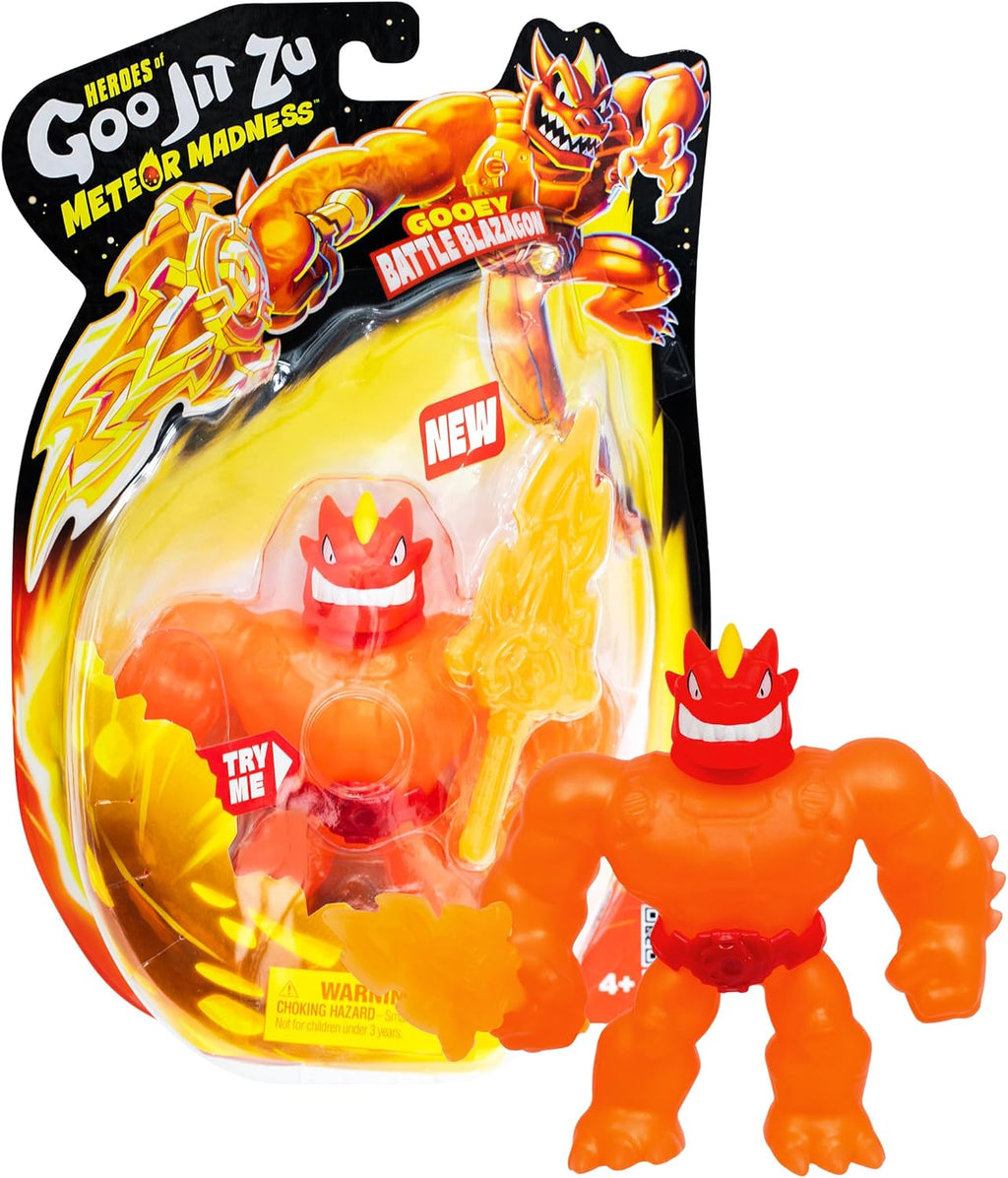 Heroes of GOO JIT Zu Meteor Madness Battle Blazagon Collectable Action Figure with Unique Crunching Slime Filling & Flame Sword Haptic Toy