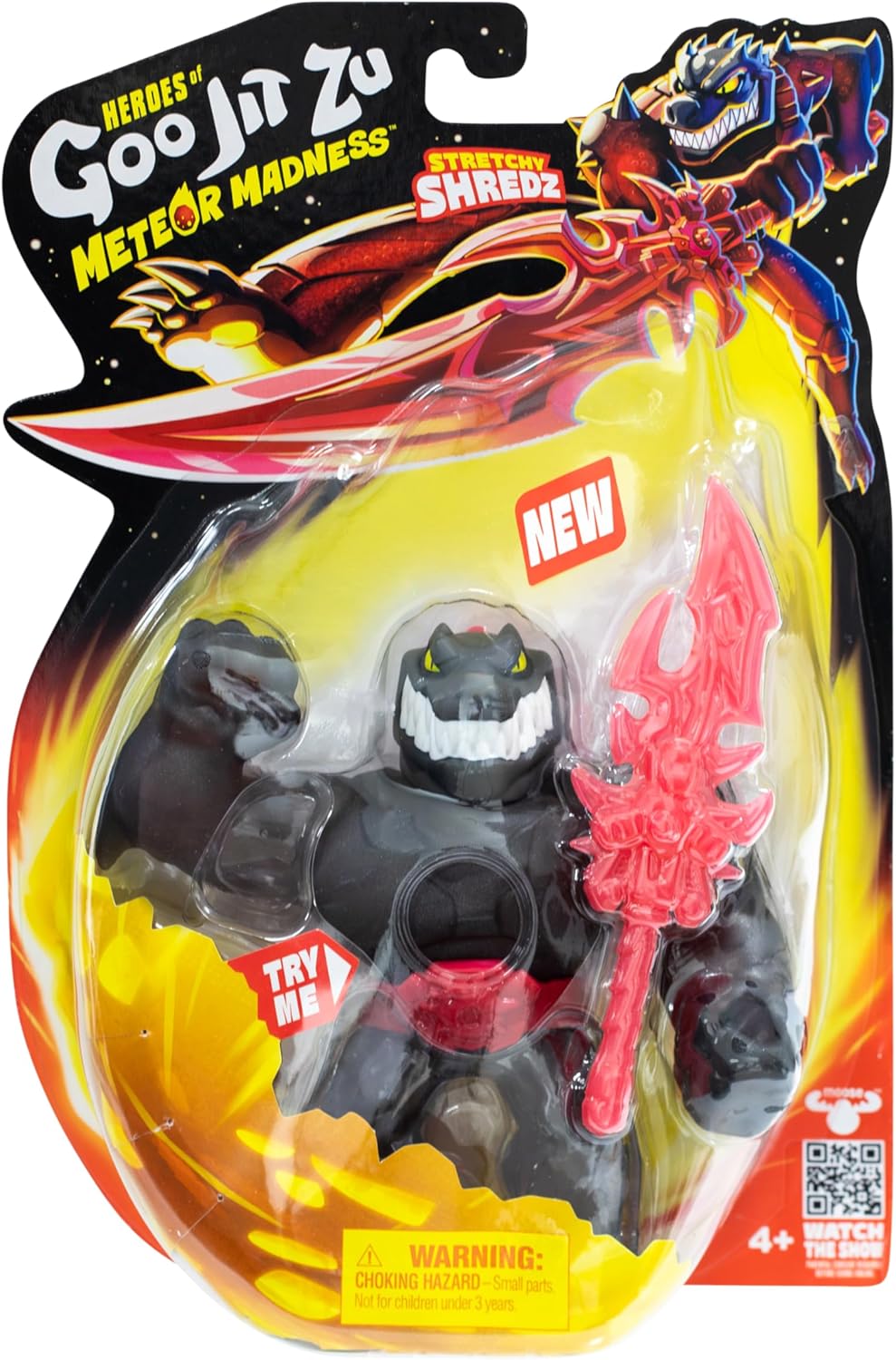 Heroes of Goo Jit Zu Meteor Madness, Stretchy Shredz Collectible Action Figure, with Unique Scrunchy Goo Filling & Hyper Blade, Sensory Toy That Stretches Up to 3X Its Size