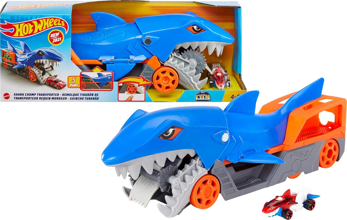 Hot Wheels Shark Chomp Transporter Playset with One 1