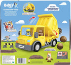 BlueY Dump Truck, with Exclusive Figurines with His Protective Helmet and Mud Covered