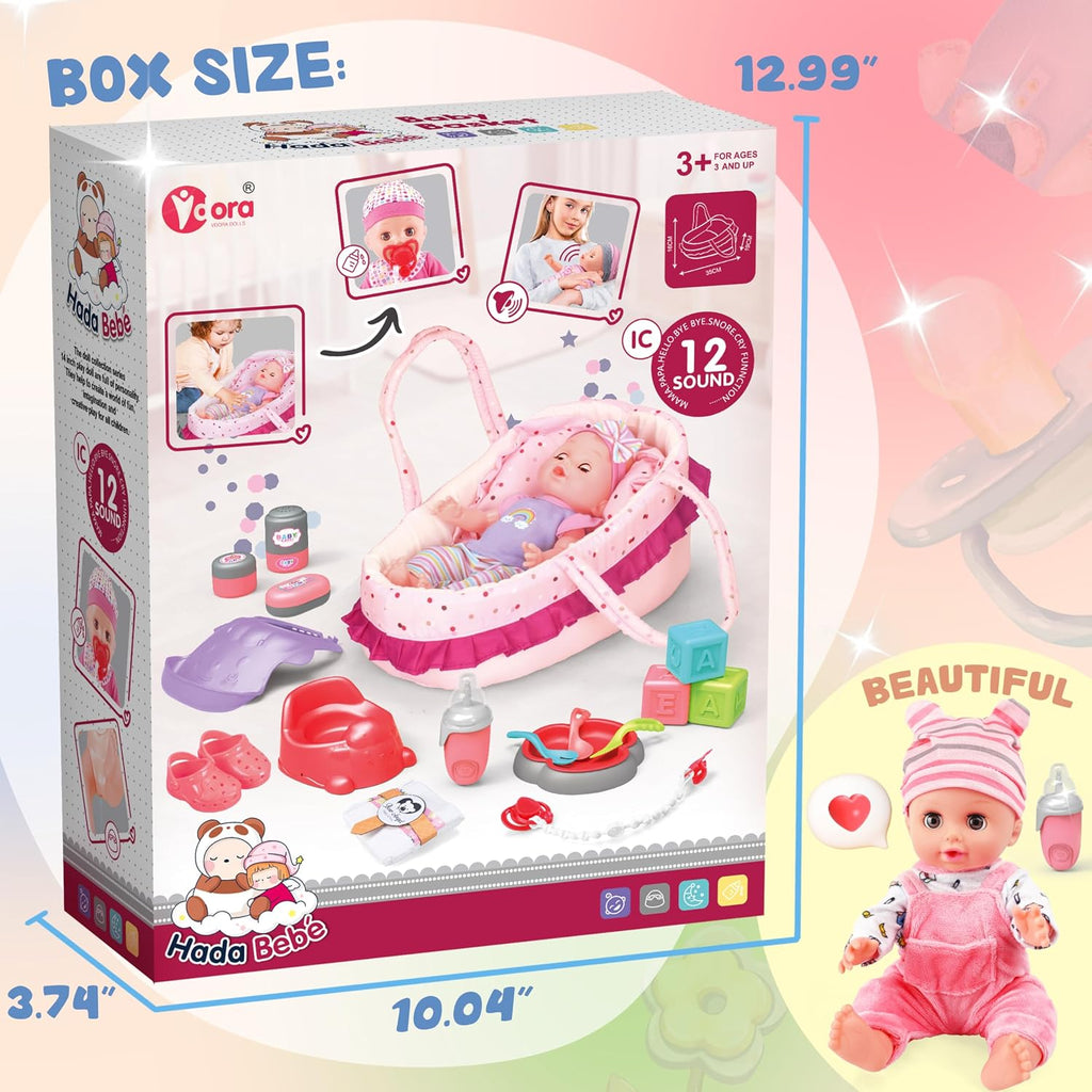 SMILESSKIDDO 14" Baby Doll for Toddler Girls with Dolls Accessiores