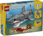 LEGO Creator 3in1 Fierce Shark with a Treasure Chest Toy - Sea Animal Figure Transforms into an Anglerfish or Manta Ray