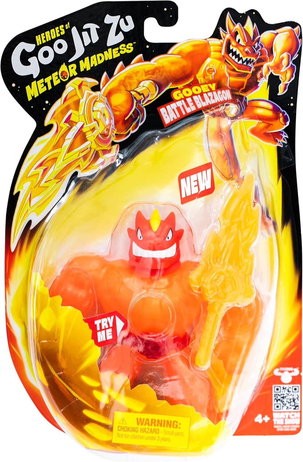 Heroes of GOO JIT Zu Meteor Madness Battle Blazagon Collectable Action Figure with Unique Crunching Slime Filling & Flame Sword Haptic Toy