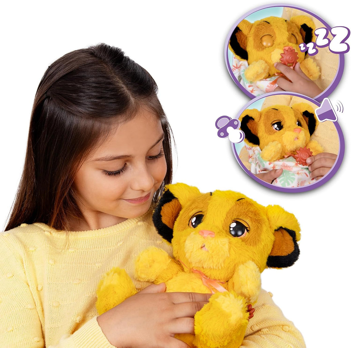 BABY PAWS Simba, Interactive Plush Toy with Sound Function when Opening and Closing the