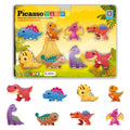 PicassoTiles Dinosaur Toys Magnet Tiles Building Blocks 8 Magnetized Action Figures Compatible Magnetic Construction Build and Play Tile Accessory Toy STEAM Educational Learning Toys Kids Ages 3+ Multicolored