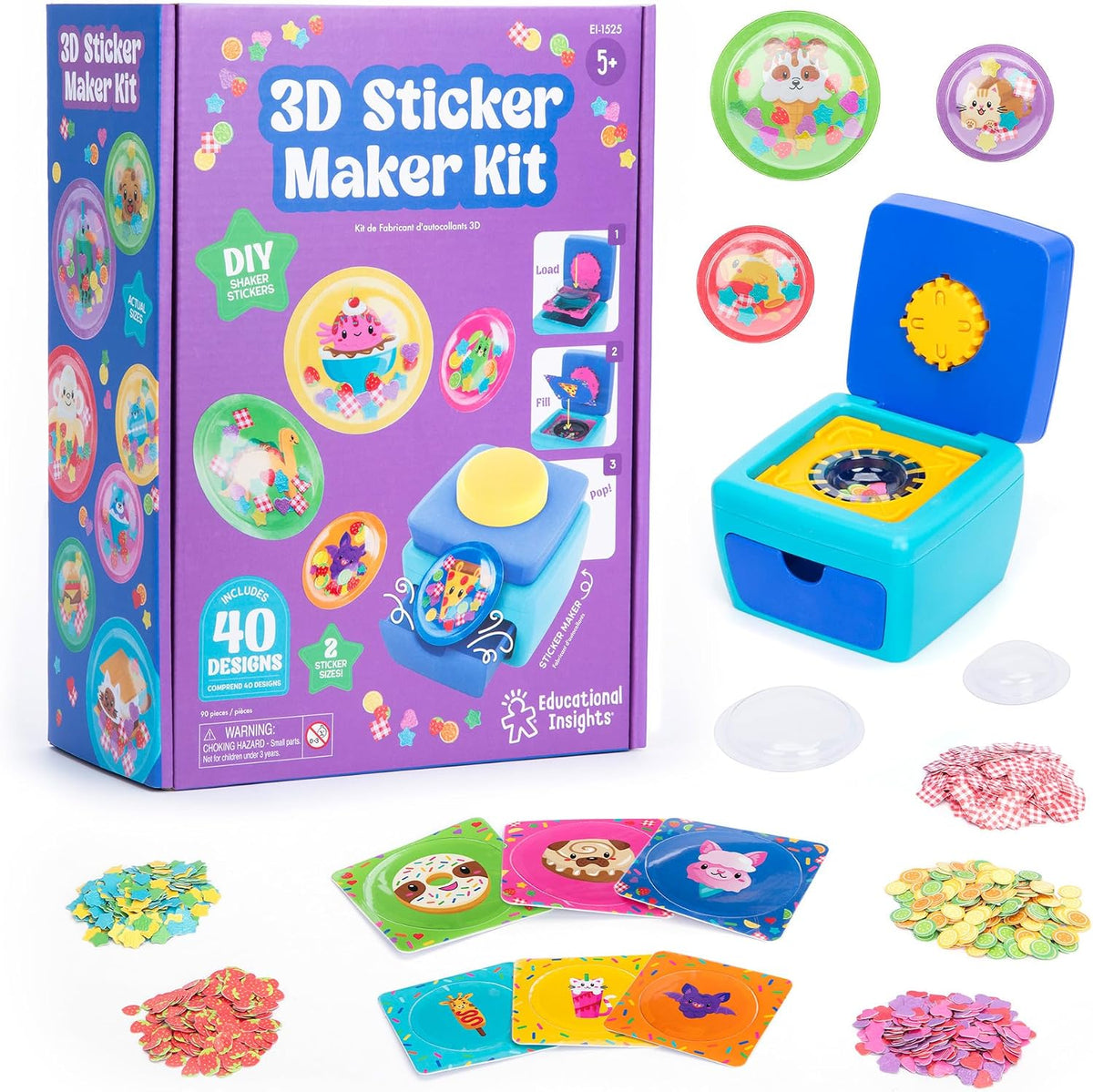 Care Bears 3D Sticker Maker Refill Pack, Make 30+ Shaker Stickers with Gems, Sprinkles &