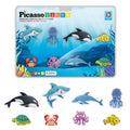 PicassoTiles Magnet Tile Building Blocks 8 Marine Animal Action Figures Compatible Magnetic Accessory Playset Tiles Kids Toys STEM Educational Learning Preschool Toddler Girls Boys Age 3+ PTA25