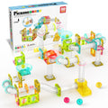 PicassoTiles Magnet Tile Building Block 80pc Marble Run Race Track Travel Size Pretend Play Toy With Launcher Lifter STEM Education Learning Magnetic Tiles Construction Kit School Boys Girls 3+ PTMG80 Mini Marble 80 Pcs