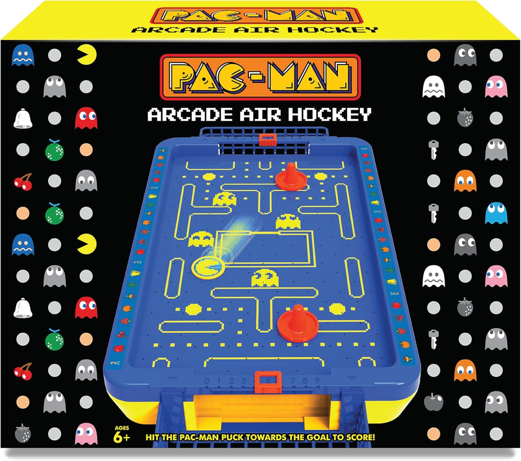 Merchant Ambassador PAC-Man Electronic Air Hockey Arcade 2 Player Game Table with Floating Puck - Official Sounds and Air Sur