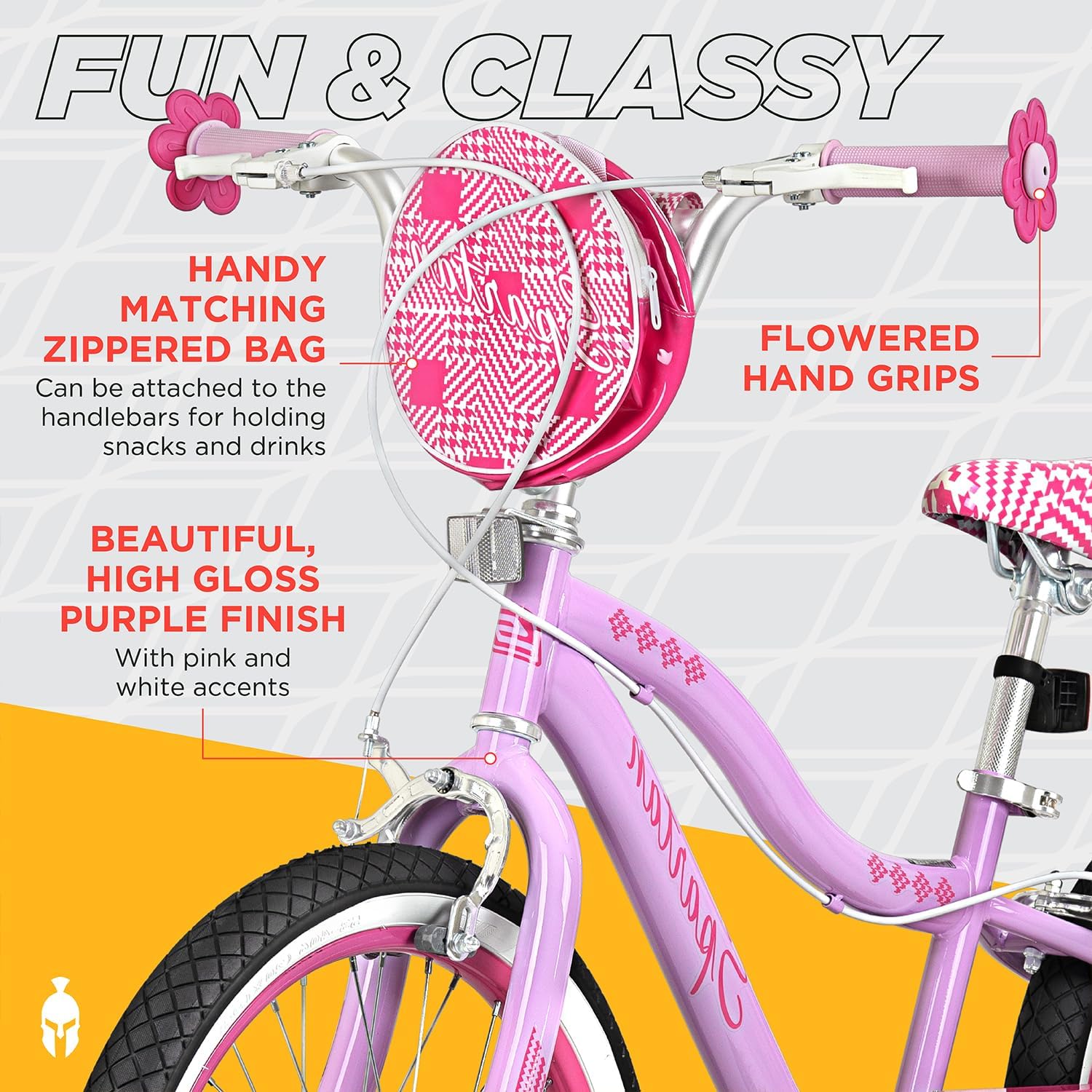 Spartan 20" Serena Girls Bicycle with Training Wheels - Steel Frame, Adjustable Seat & Handlebar - Big Bike for Ages