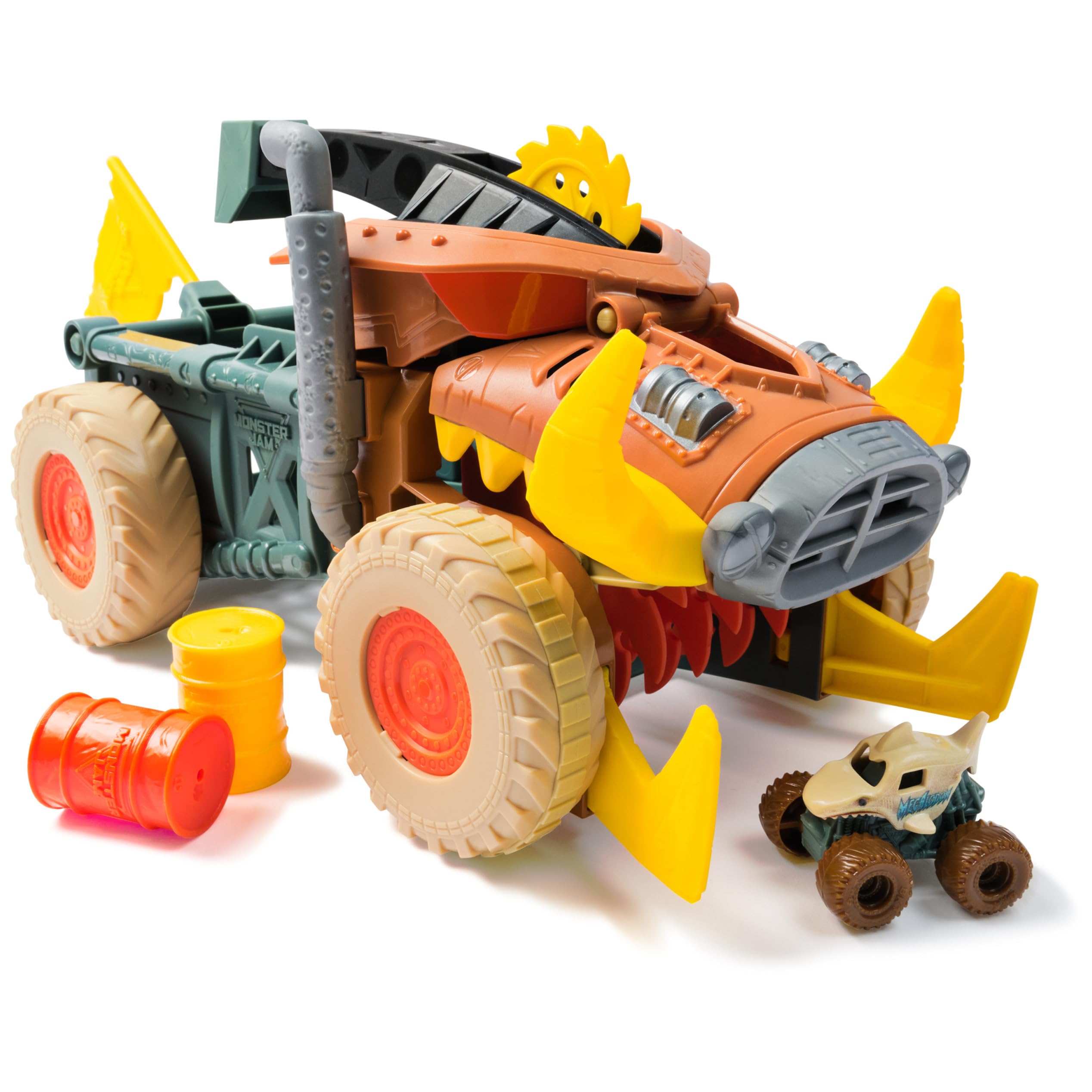 Monster Jam Mini Jam, Megalodon Mad Hog Chomper and Monster Truck, Fun Cleanup and Storage, Kids Toy Gifts for Boys and Girls Ages 3 and Up Multicolor