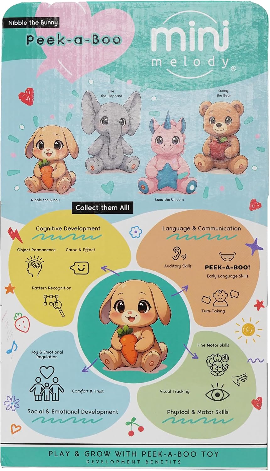 MiniMelody Peekaboo Nibbles the Bunny Interactive Plush Toy with Music & Talking