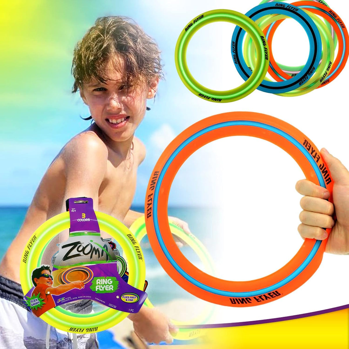 JA-RU Air Max Grip Ring Flyer Frisbee Round Flying Disc Toy 1029-1A