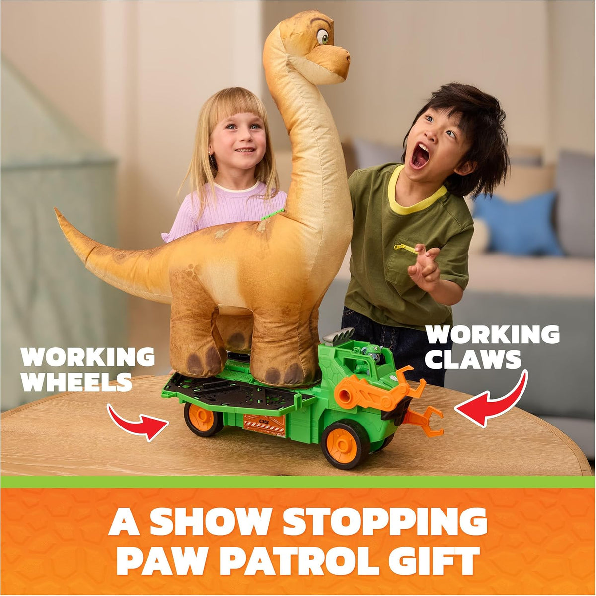 PAW PATROL: The Dino Movie Rocky's Megasaurus Transport Vehicle, Push Button Inflatable