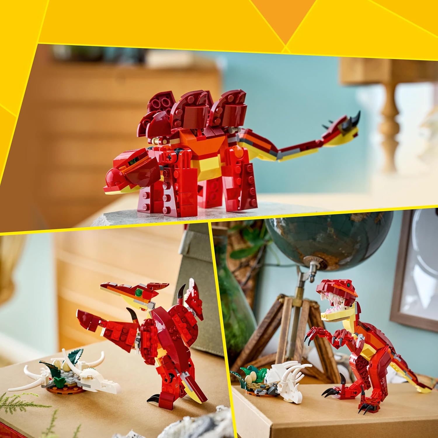 Lego Creator Dinosaur Toy 31379 Birthday Present Blocks for Boys and Girls, Kids, 8 Years Old 9 Years Old 10 Years Old Elementary School Students, Dinosaurs, Animals, Creatures