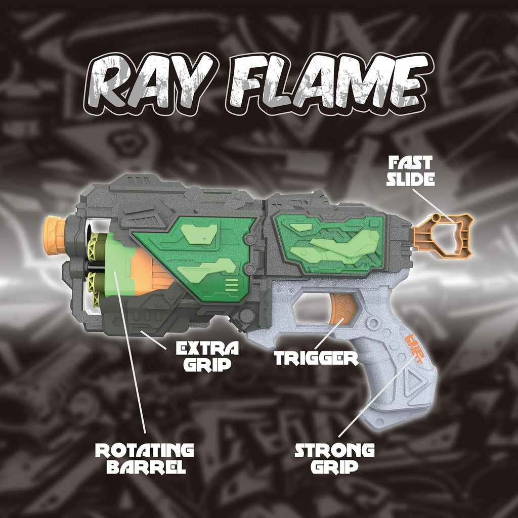 Hip Shot Ray Flame Power Dart Blaster for Kids, Includes 6