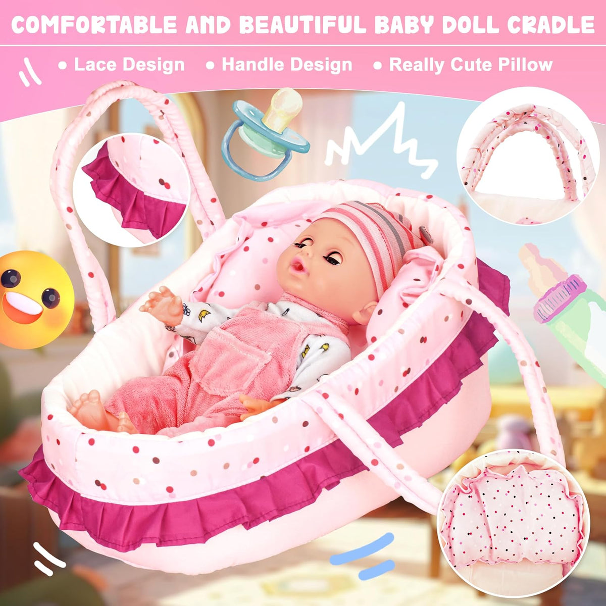 SMILESSKIDDO 14" Baby Doll for Toddler Girls with Dolls Accessiores