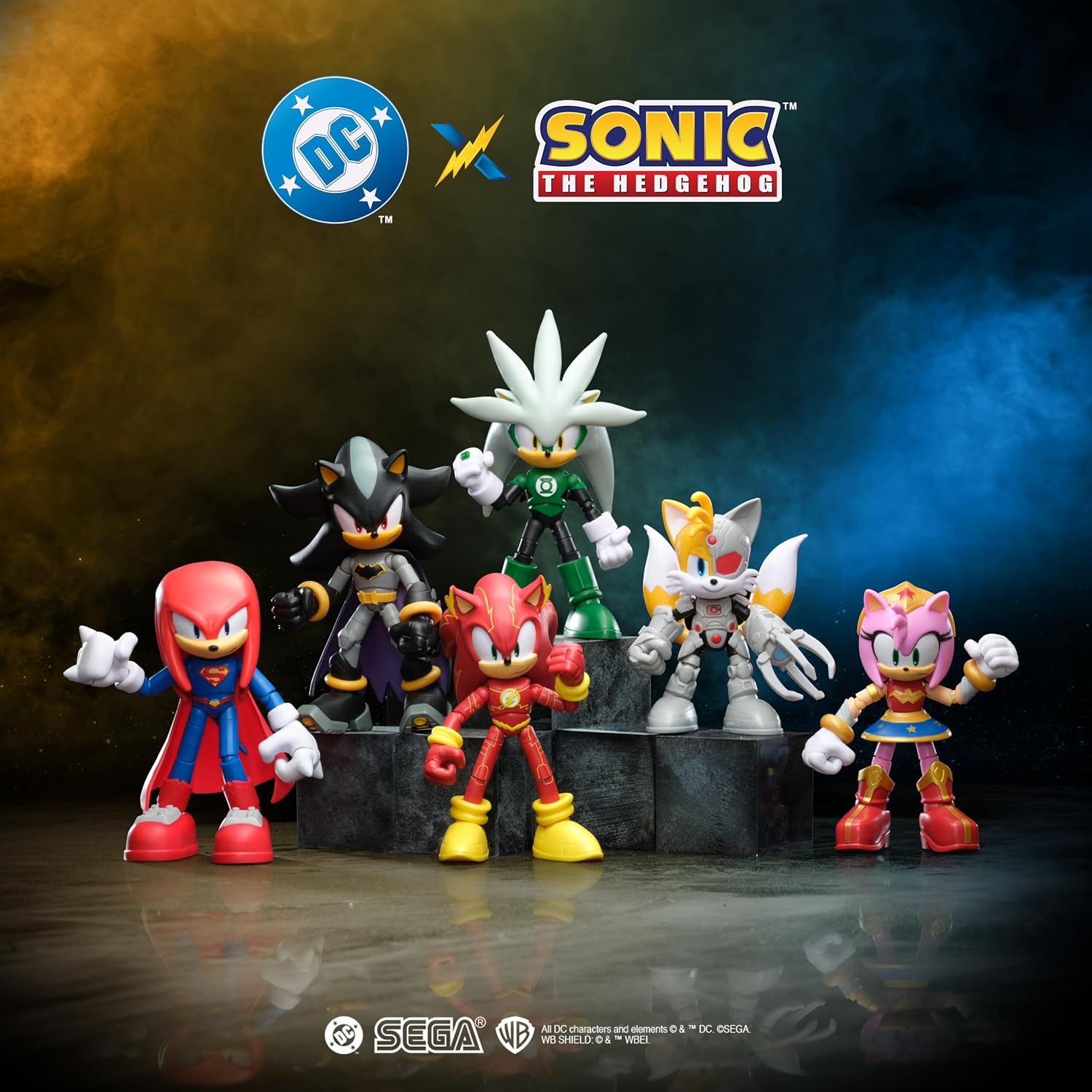 Sonic The Hedgehog DC x Sonic Sonic as The Flash - 13 cm Action Figure, Officially Licensed by Jakks Pacific, Highly Poseable and Detailed Design, Collector's Packaging
