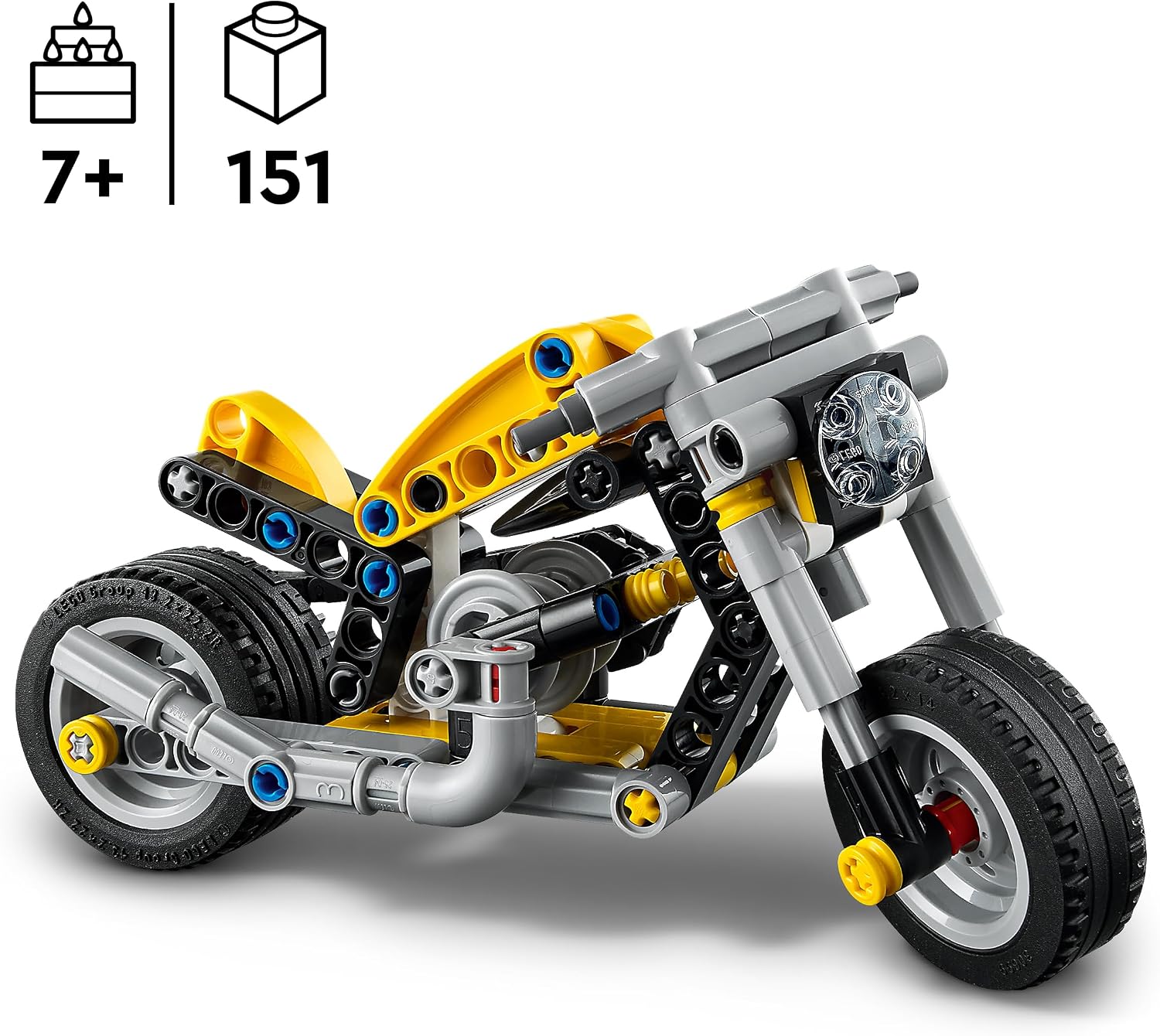 Lego 42225 Technic, Yellow Motorcycle Toy, Birthday Gift, Blocks, Education, Boys, Girls, Children, 7, 8, 9, Elementary