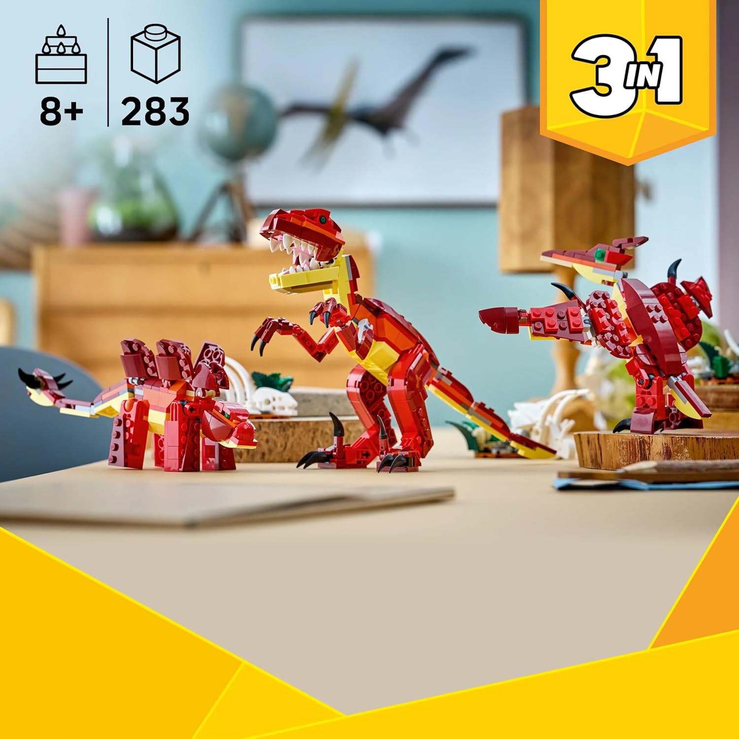 Lego Creator Dinosaur Toy 31379 Birthday Present Blocks for Boys and Girls, Kids, 8 Years Old 9 Years Old 10 Years Old Elementary School Students, Dinosaurs, Animals, Creatures