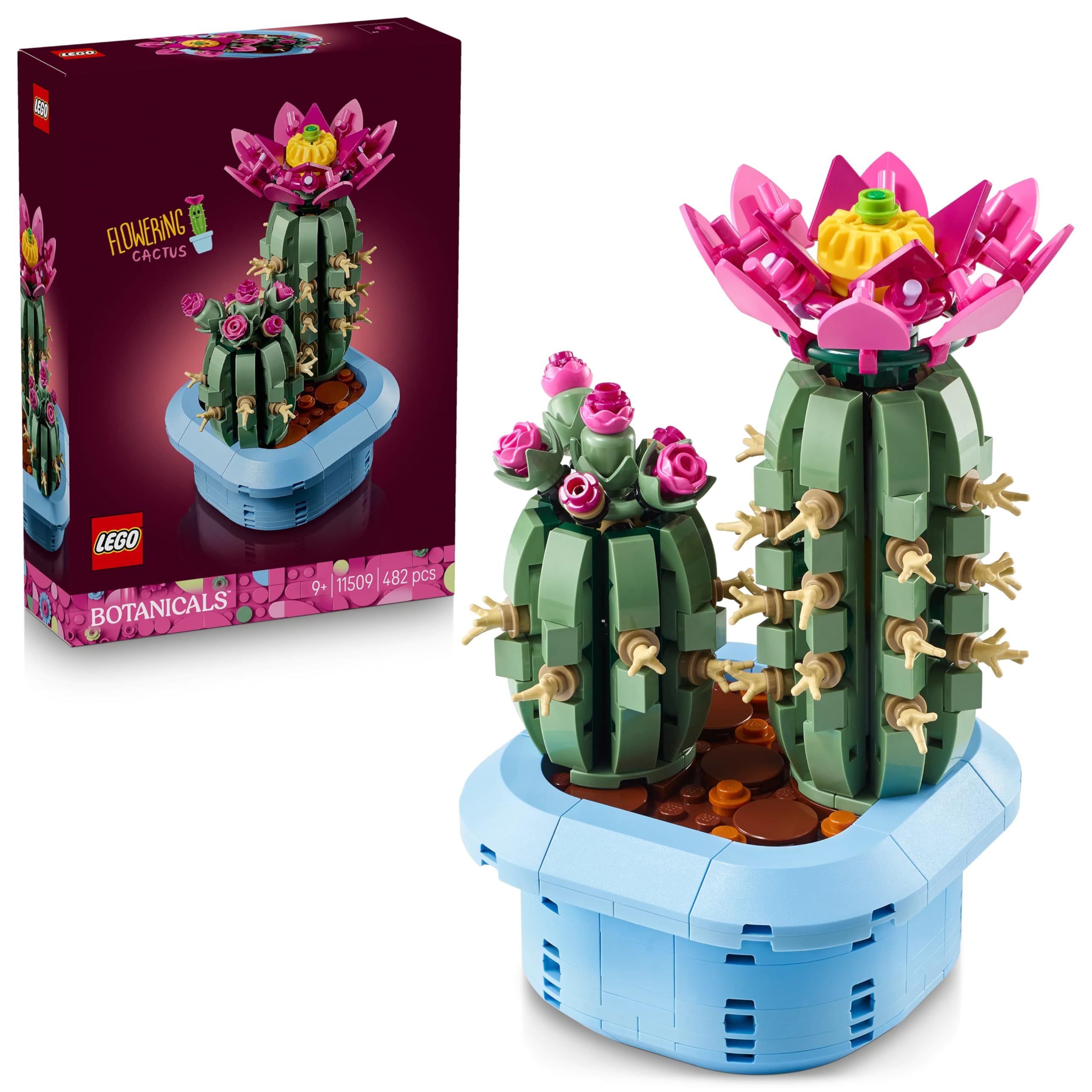 Lego 11509 Botanical Blooming Cactus Toy, Birthday Present, Blocks, Girls, Boys, Kids, 9 Years, 10 Years, 11 Years, Elementary School Students, Decorative Plants, Faux Green, Interior, Stylish