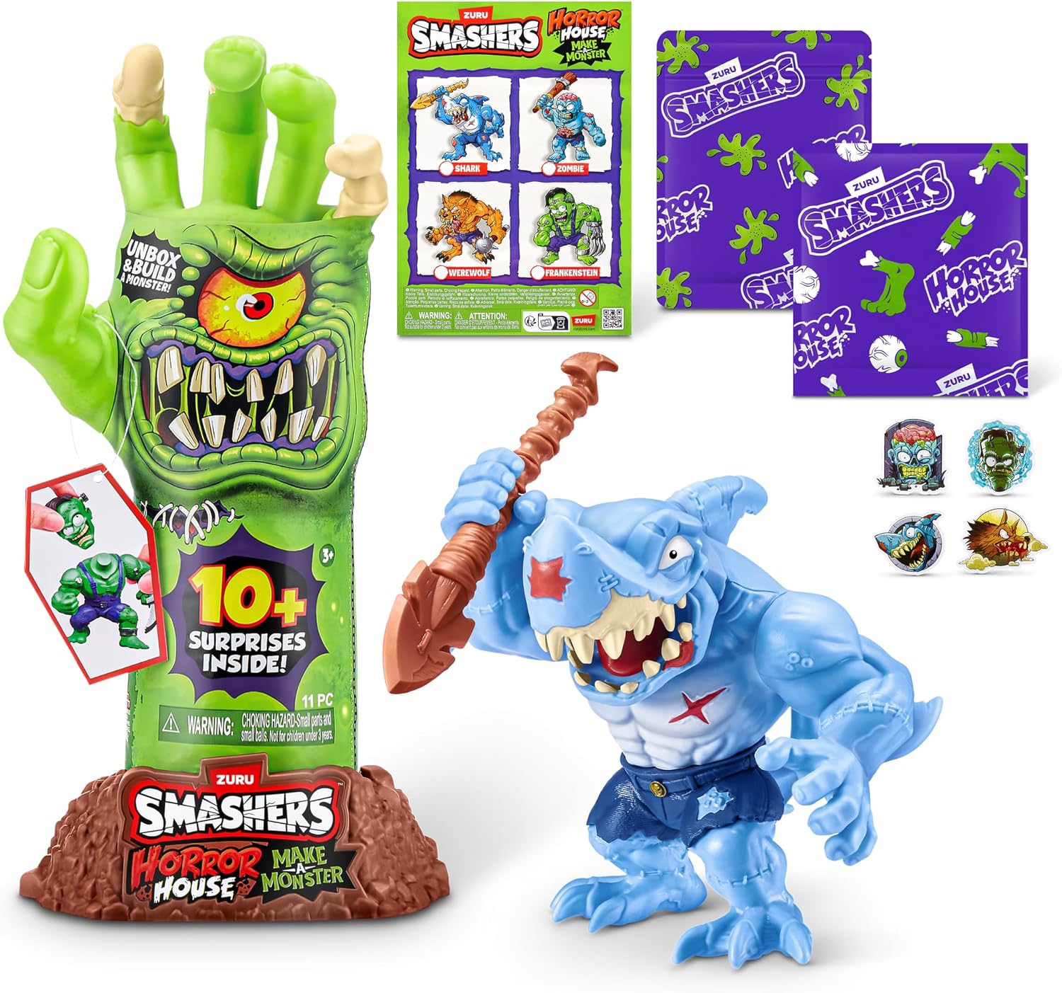 Smashers Horror House Dissect Skeleton Hand Playset with Over 10 Surprises, Build and Create Monster Figures, Slime