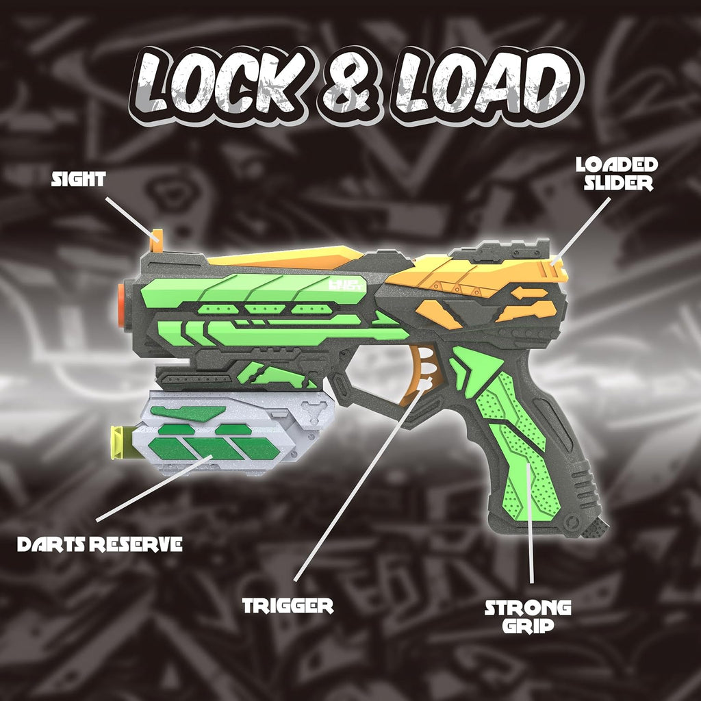 Hip Shot Lock & Load Compact Dart Handgun for Kids, Includes 6 Darts, Quick Reload