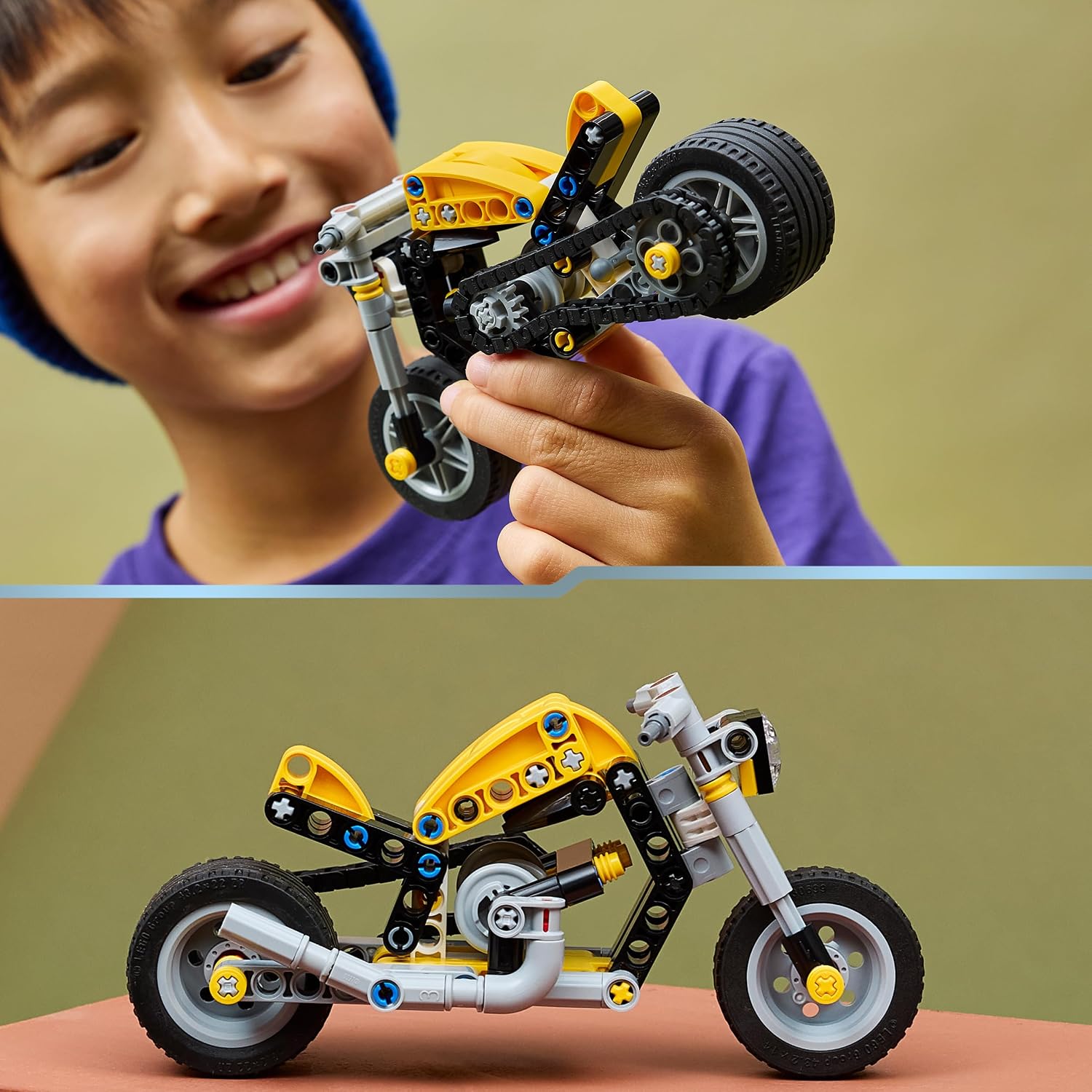 Lego 42225 Technic, Yellow Motorcycle Toy, Birthday Gift, Blocks, Education, Boys, Girls, Children, 7, 8, 9, Elementary