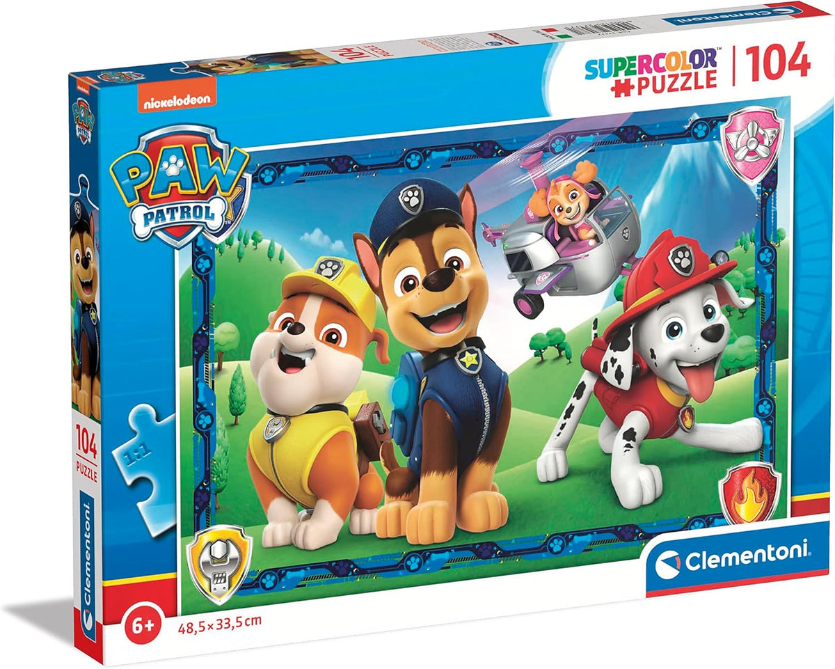 Clementoni Puzzle Paw Patrol Happy 104 Pieces, Made in Italy, Jigsaw Puzzle for Children