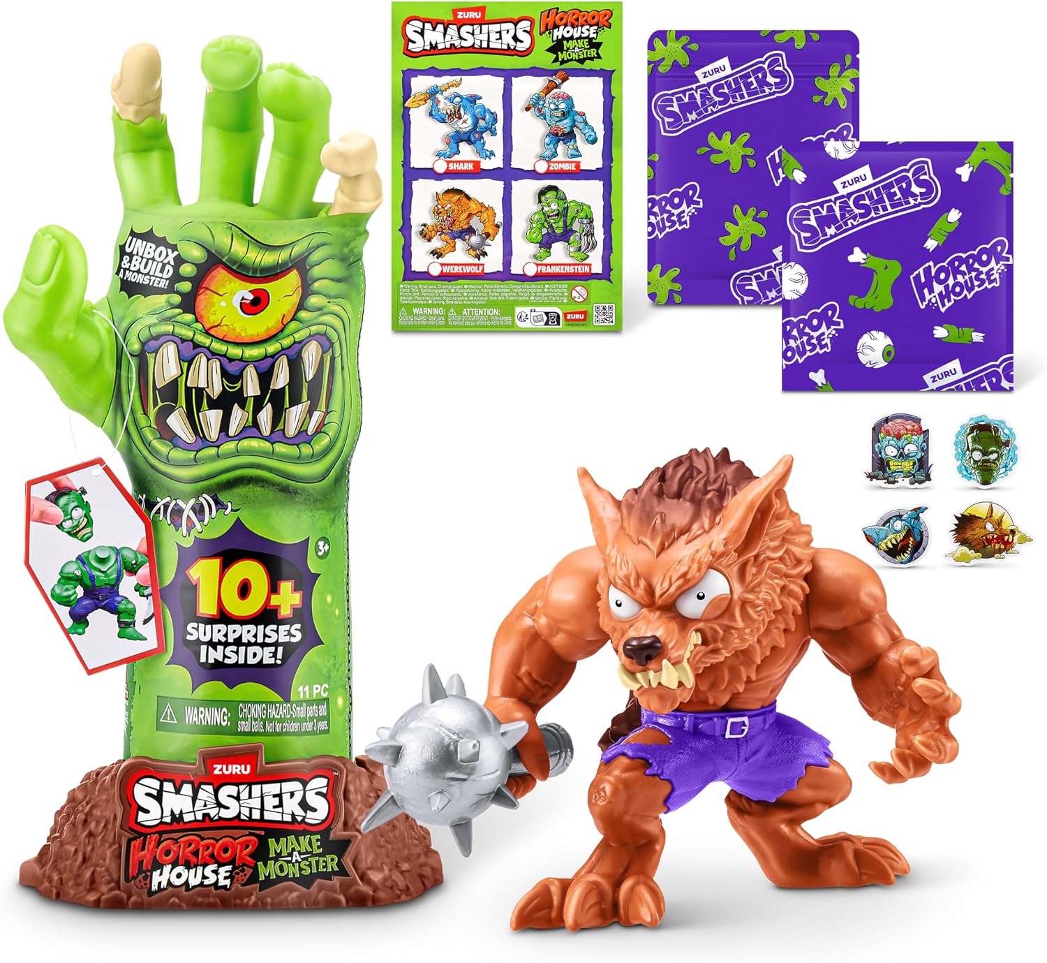 Smashers Horror House Dissect Skeleton Hand Playset with Over 10 Surprises, Build and Create Monster Figures, Slime