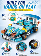 Graffic Giraffe Variety Racing Car Building Blocks Set 182 Pieces for Kids Age 3+, Multi