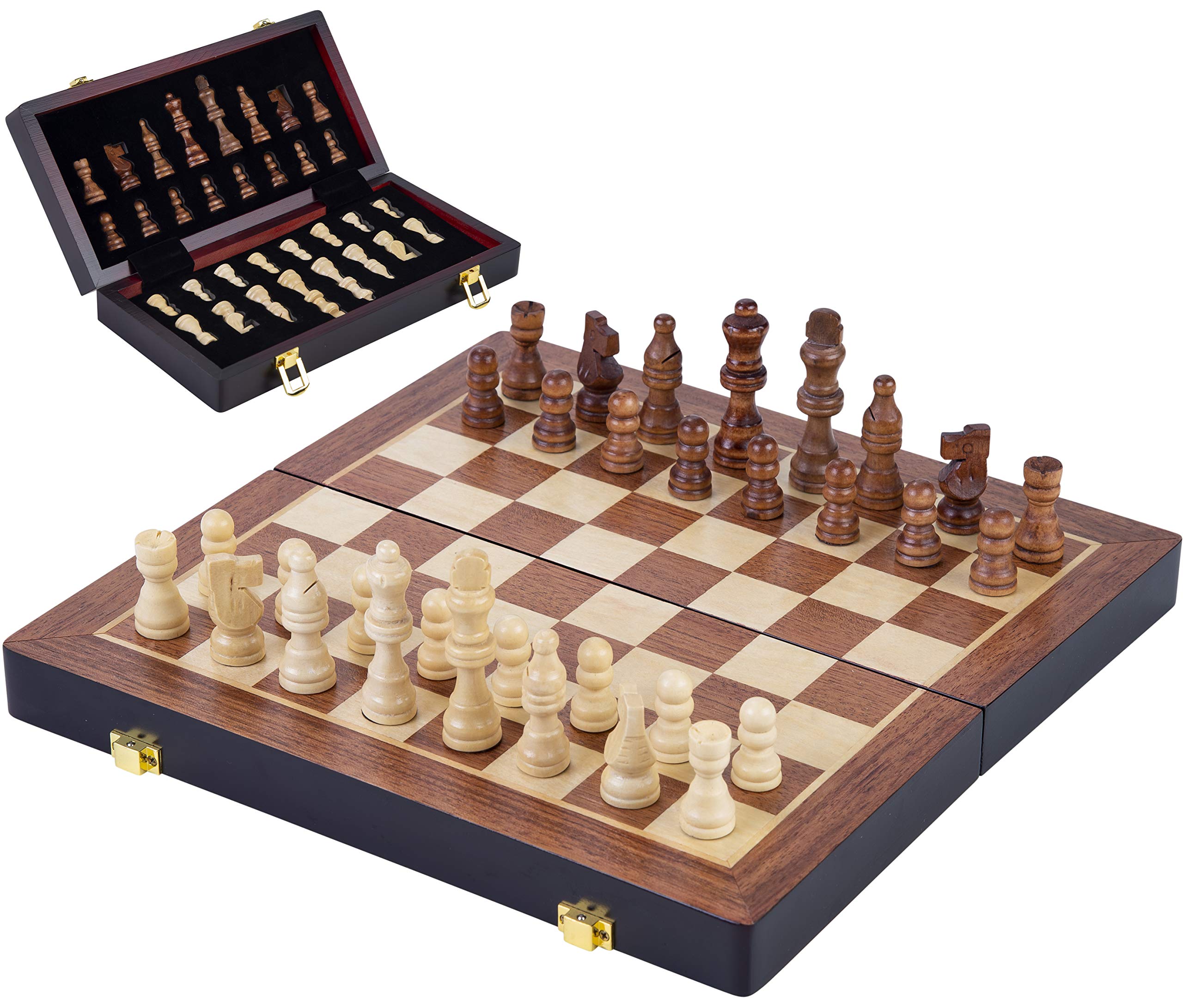 Engelhart - 150203 - Luxury Chess Set in Solid Wood - Folding Table with Nice Carved Pieces - Ash Wood (30 cm) 29,8 cm