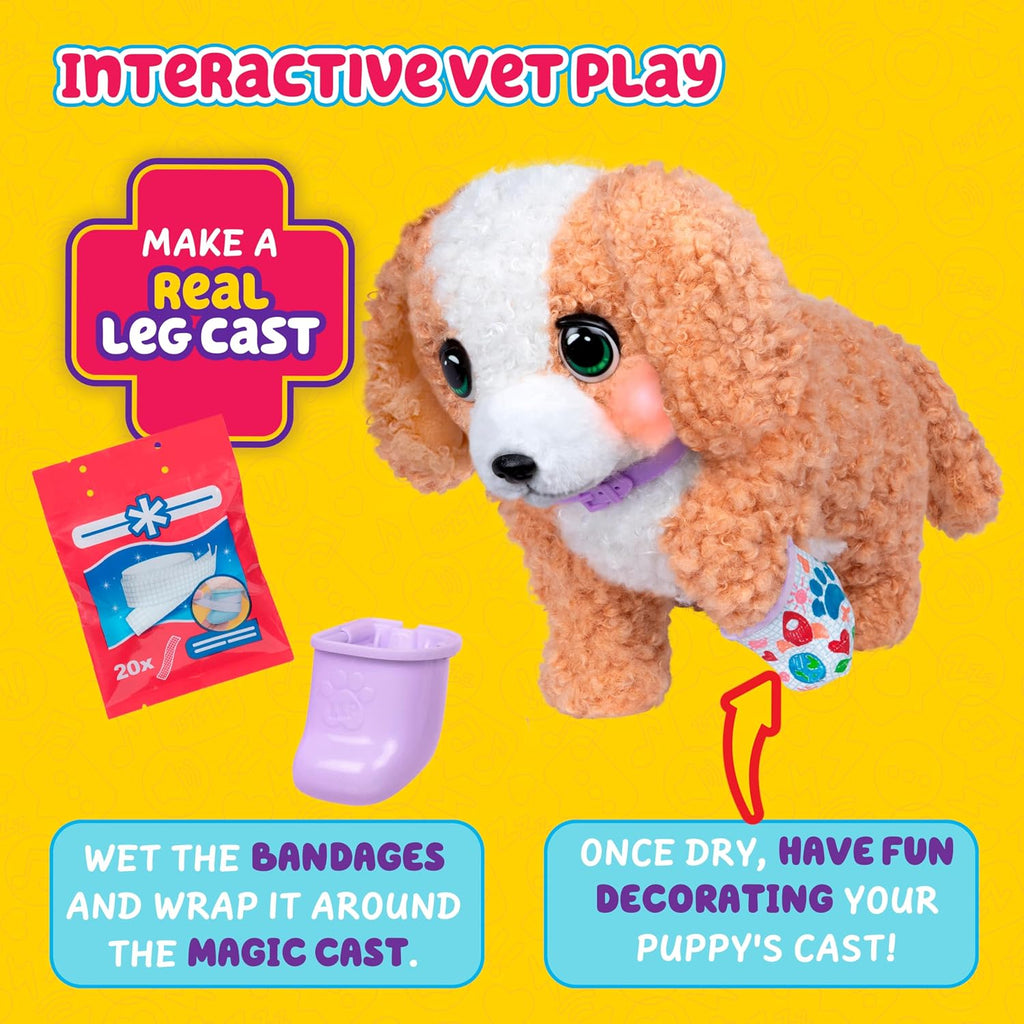 Little Live Pets Ouchies Exclusive Hazel The Poodle Plush, 50+ Sounds, Limping to Walking