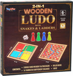 Ankit Toys & Games 2 in 1 Wooden Ludo, Snakes and Ladders Board Game Set for Kids and Adults, Classic Family Board