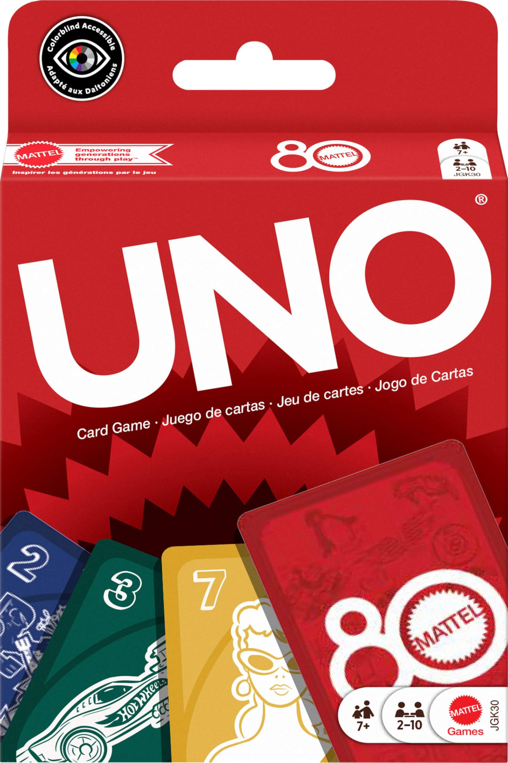 Mattel Games UNO Mattel 80th Ruby Red Card Game for Kids, Adults & Family Nights, Game Nights, Travel, Camping & Parties. 80th Anniversary Card Pack