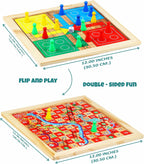 Ankit Toys & Games 2 in 1 Wooden Ludo, Snakes and Ladders Board Game Set for Kids and Adults, Classic Family Board